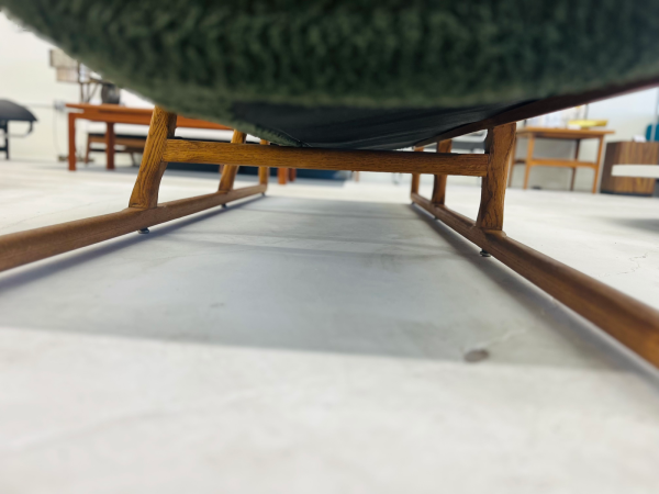 1960s Danish Army Green Boucle Easy Lounge Teak Couch From Möbelfabrik Holstebro - Image 9