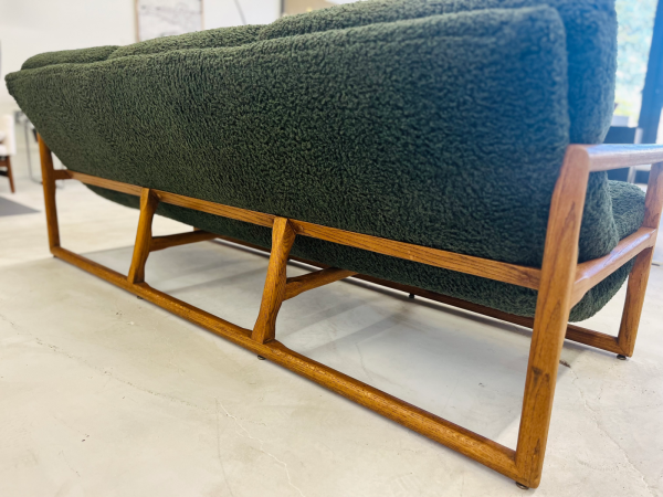 1960s Danish Army Green Boucle Easy Lounge Teak Couch From Möbelfabrik Holstebro - Image 6