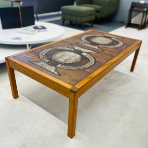 1970s Danish Ceramic Tile + Teak Coffee Table from Poul Hermann Poulsen for Gangsø Møbler