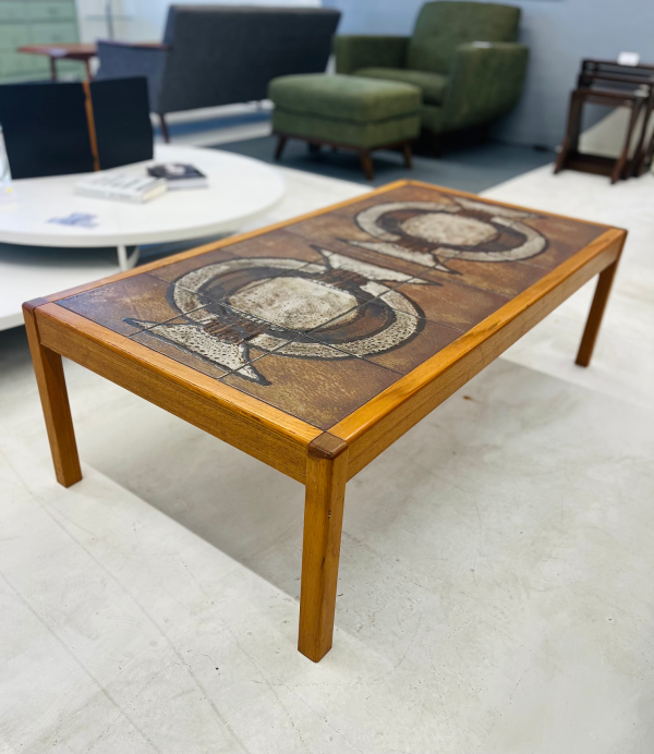 1970s Danish Ceramic Tile + Teak Coffee Table from Poul Hermann Poulsen for Gangsø Møbler