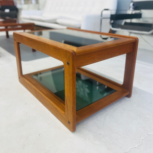 1960s Danish MCM Teak + Smoked Glass Cocktail Table Designed by Henning Nørgaard for Komfort Møbler