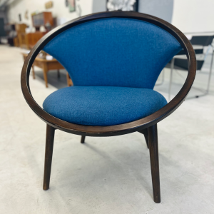Accent Chair in Walnut + Blue Fabric Designed by Lowery