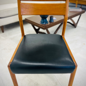 60s Danish Walnut Dining Chair With Black Vinyl