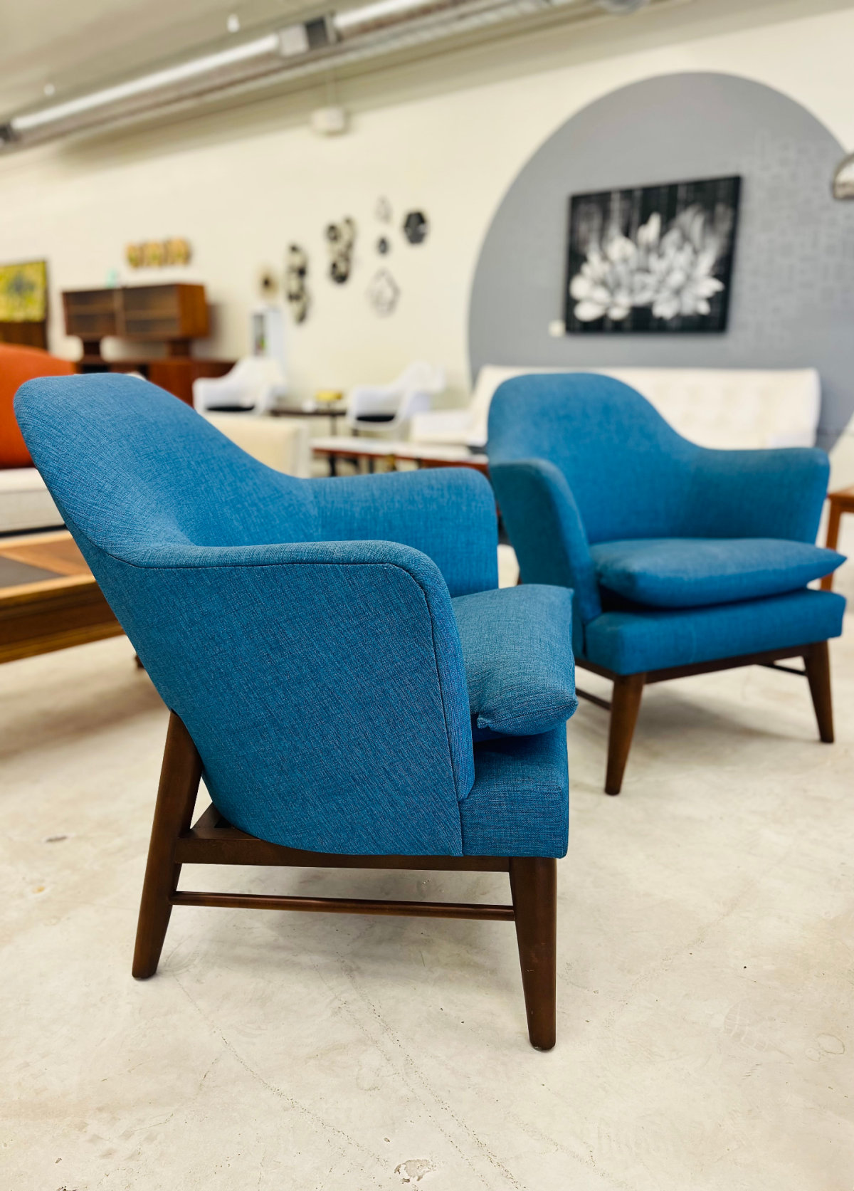 MCM Blue Arm/Lounge Chairs by Designer Kellex - Image 5