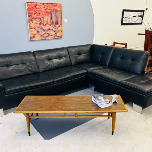 Authentic MCM Gustav Siegel Black Leather Sectional Couch