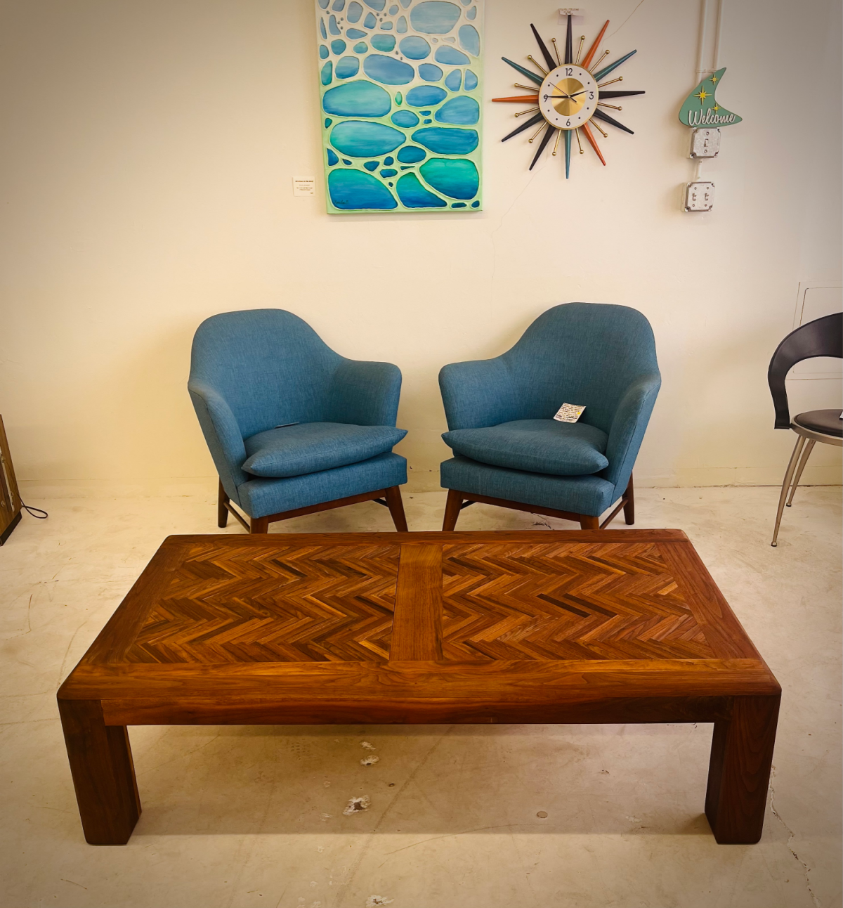 Completely Refinished MCM Walnut Marquetry (Inlay Design) Coffee Table