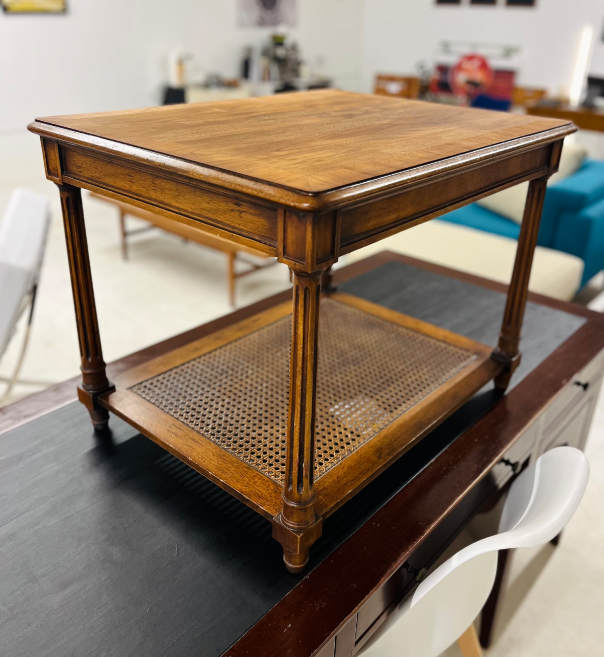 Henredon "Heritage" Fruitwood + Burlwood End/Side Table