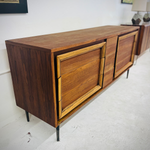 Refinished Basic Witz Lowboy Nine-Drawer Walnut Dresser