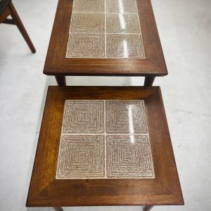 Danish Walnut + Tile Top Nesting Tables from Designer Kvalitet