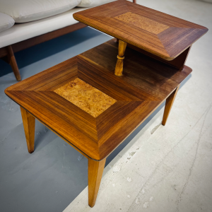 Refinished Lane Walnut Step Table
