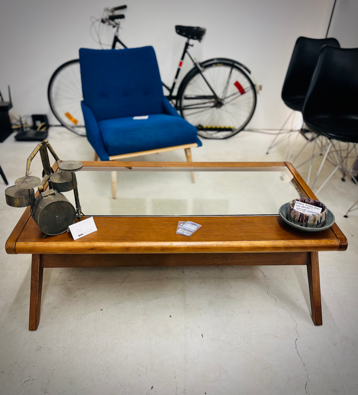 Walnut Glass Top Coffee Table With Magazine/Book Rack From AllModern