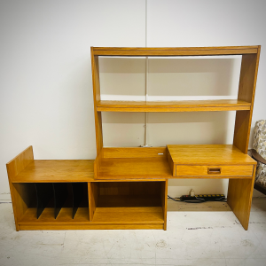Vintage Danish Teak Sliding Wall Unit / Bookshelf
