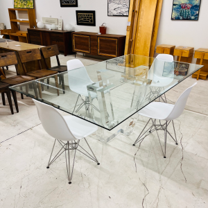 Allan Knight Acrylic Ribbon Dining Table Pedestal With Custom Glass Dining Table Top