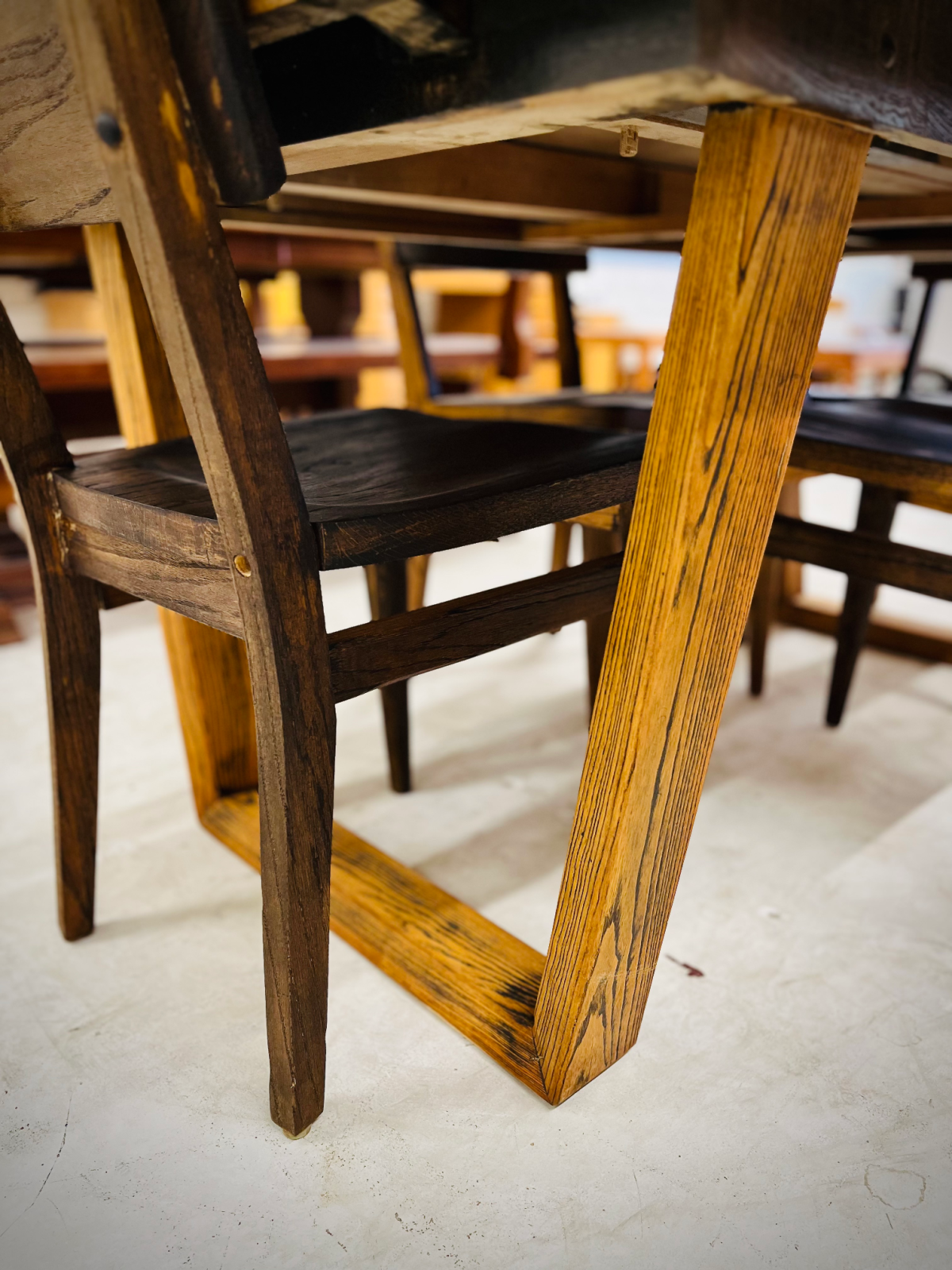 Refinished Wood Dining Table in Medium + Dark Walnut - Image 4