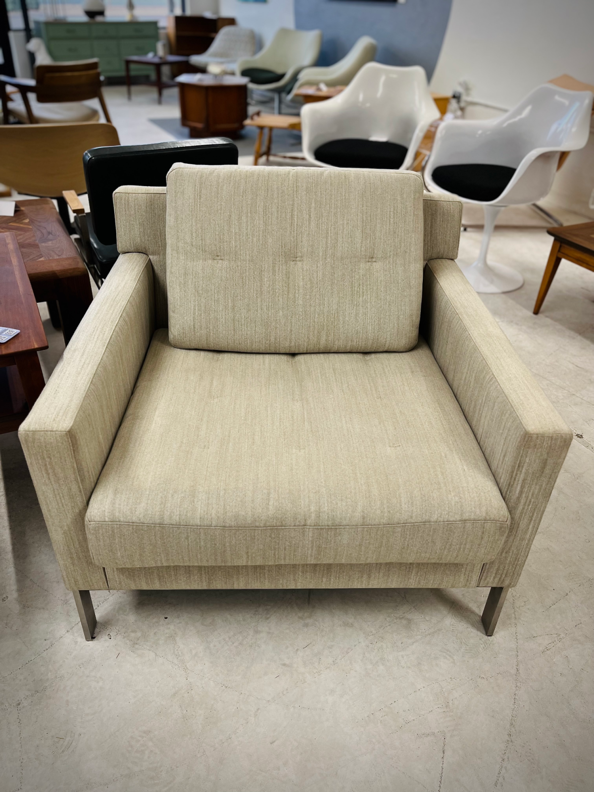 Coalesse Millbrae Lifestyle Light Gray Wool Lounge Chairs