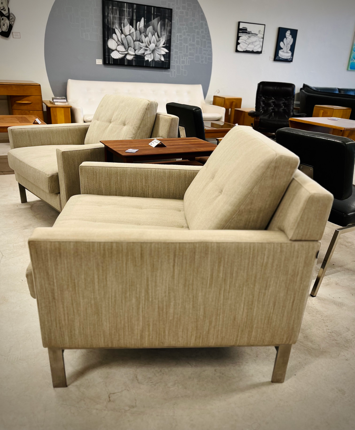 Coalesse Millbrae Lifestyle Light Gray Wool Lounge Chairs - Image 3