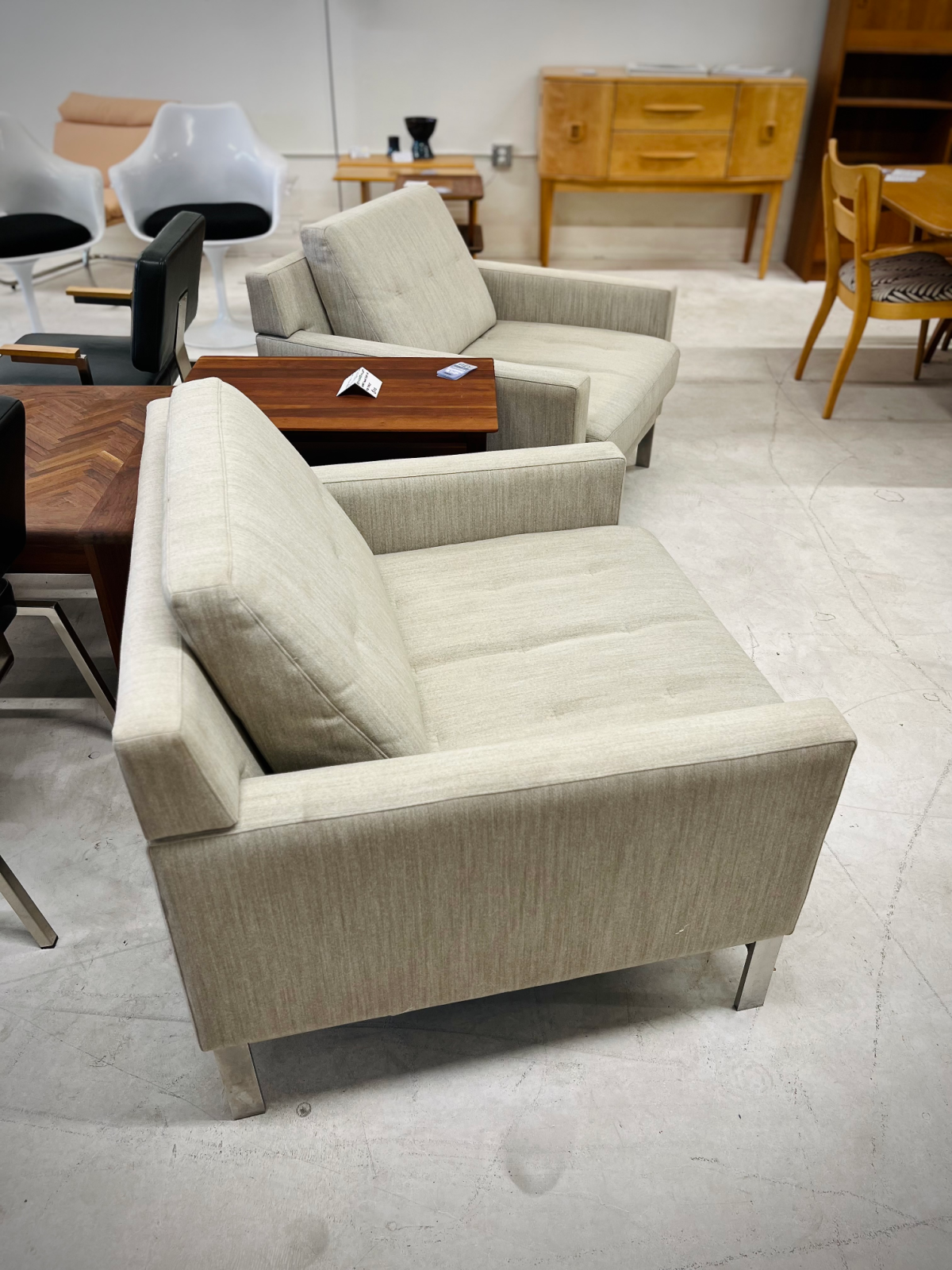 Coalesse Millbrae Lifestyle Light Gray Wool Lounge Chairs - Image 4
