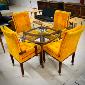 Four Dillingham Orange Walnut Chairs With Casters