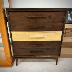 Bassett Five Drawer Walnut Tallboy Dresser