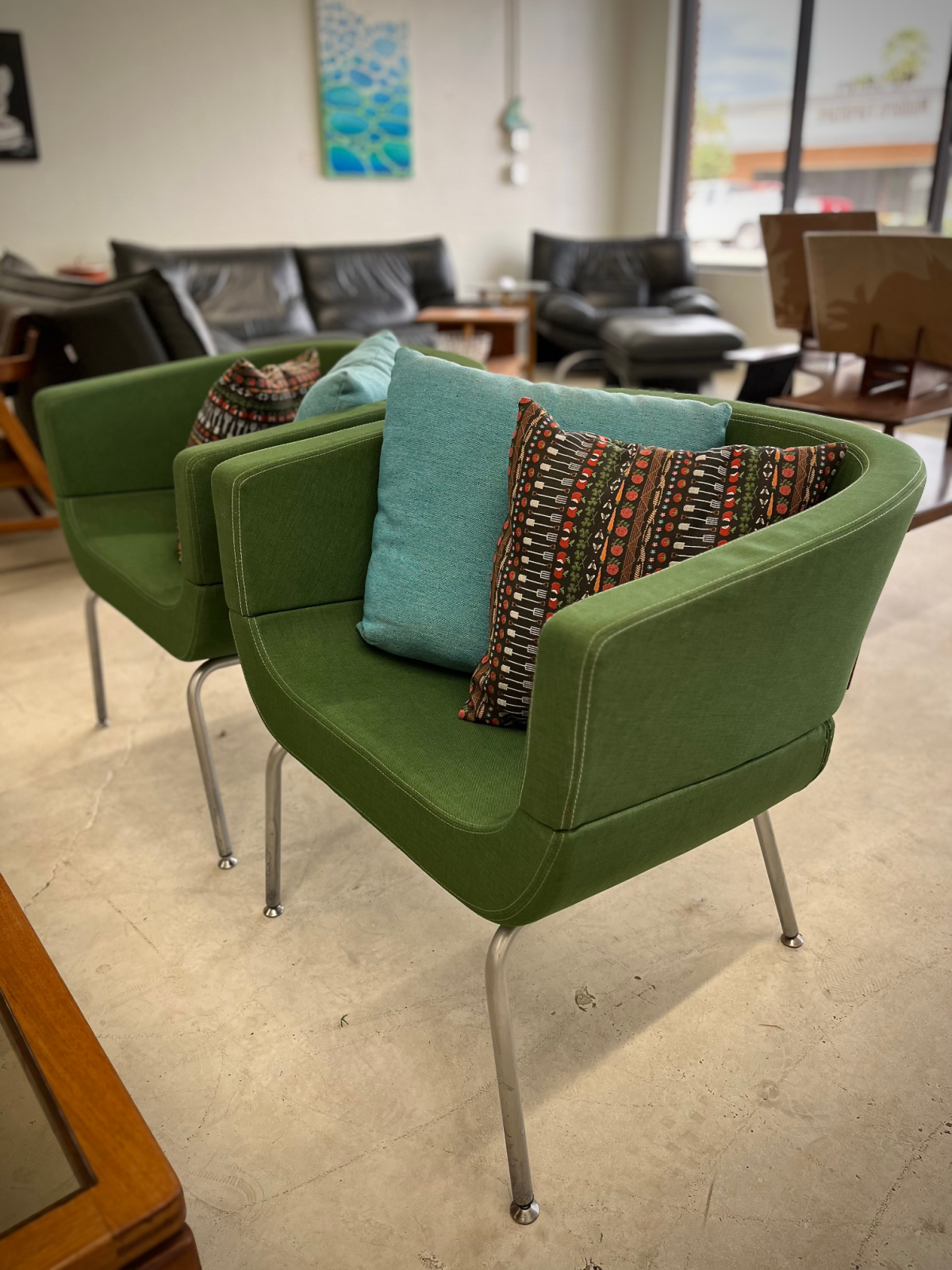 MCM Allermuir Lola Green Lounge Chairs A821 By Wolfgang Mezger - Image 2