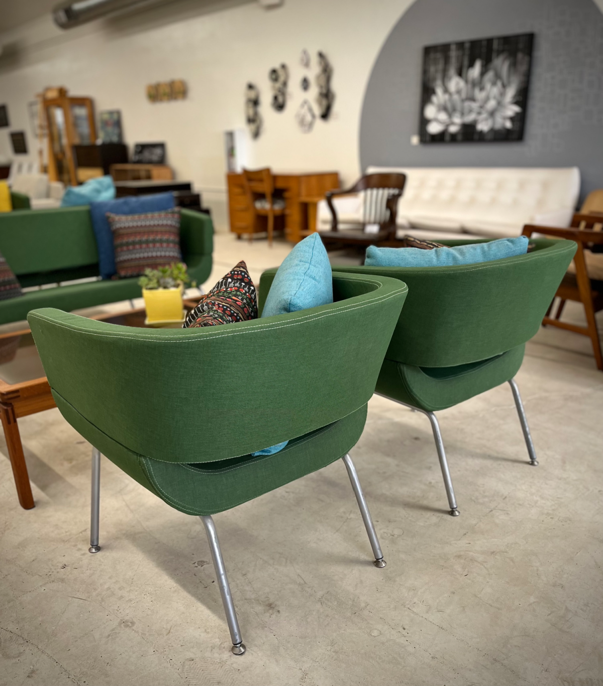 MCM Allermuir Lola Green Lounge Chairs A821 By Wolfgang Mezger - Image 4