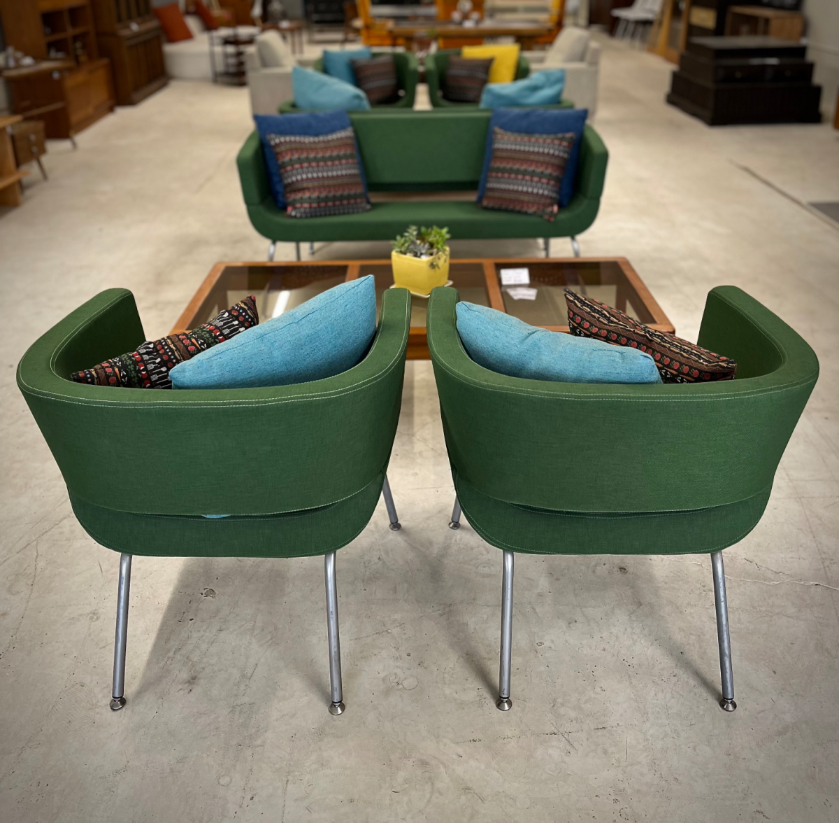 MCM Allermuir Lola Green Lounge Chairs A821 By Wolfgang Mezger - Image 3