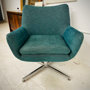 Blue/Green Swivel Chair With Chrome Base by Brookline