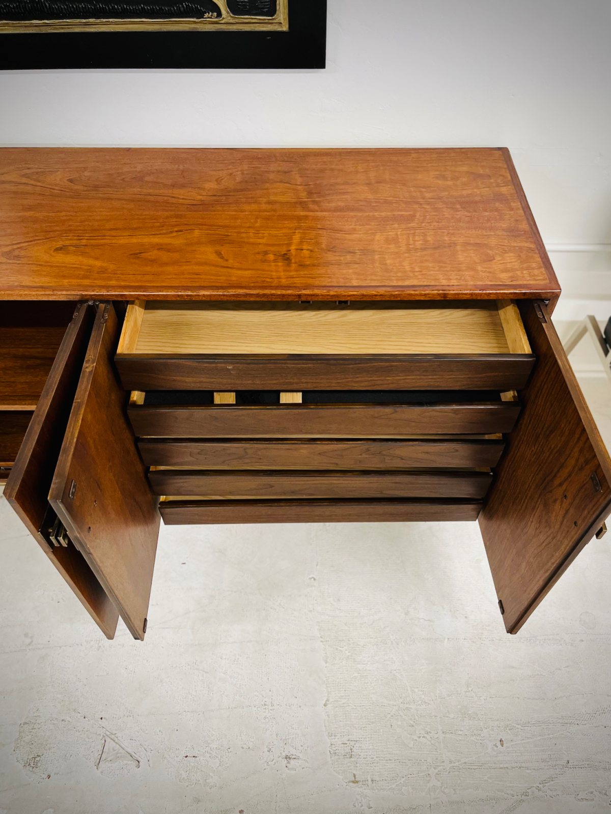 Walnut Credenza With Five Drawers + Two Shelves from Founders (Model 21301-48 / F-16 series) - Image 5