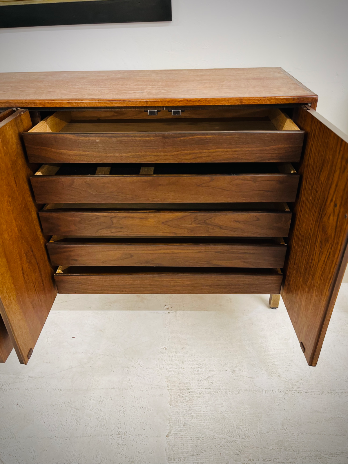 Walnut Credenza With Five Drawers + Two Shelves from Founders (Model 21301-48 / F-16 series) - Image 6